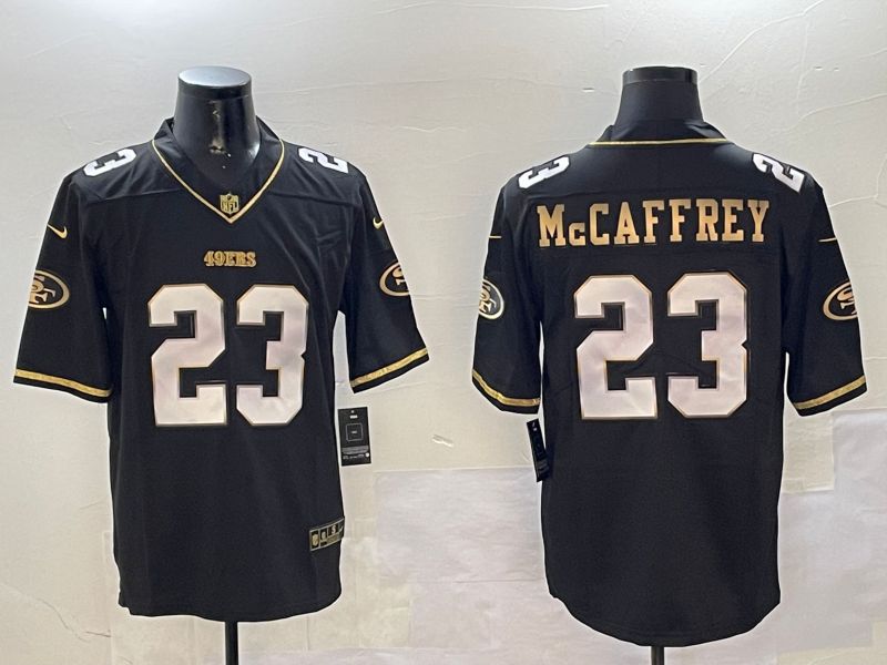 Men San Francisco 49ers 23 Mccaffrey Black Gold 2024 Nike Limited NFL Jersey style 0108